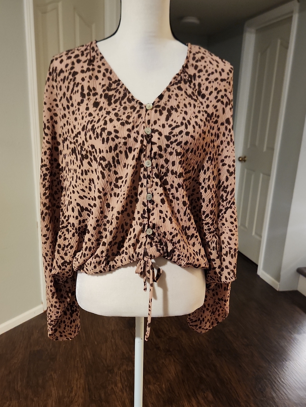 NWT By Together Leopard Button Up Flowy Blouse
